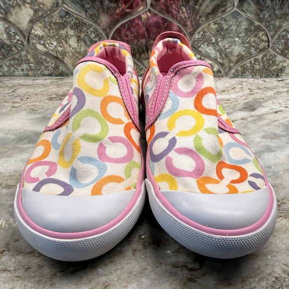 Coach signature monogram BEALE slip on canvas sneakers with Pink Trim 6.5 - Picture 2 of 8